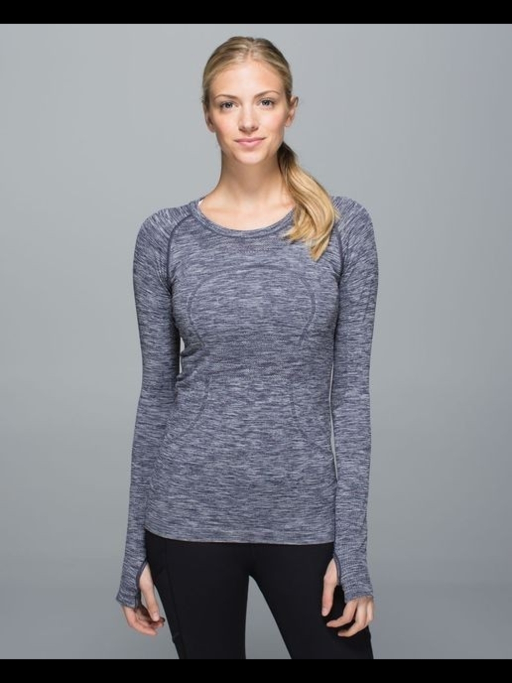 Long Sleeve Seamless Heathered Top in Heather Purple